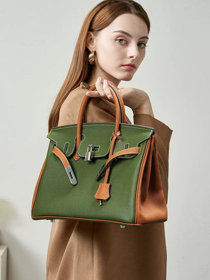 Aura Leather Structured Tote Bag