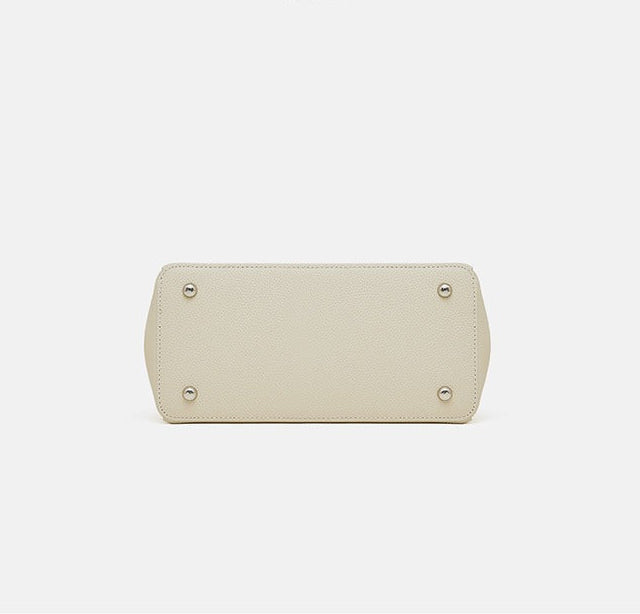 Textured Leather Twist Lock Handbag