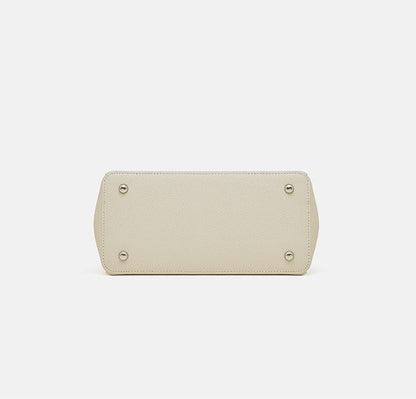 Textured Leather Twist Lock Handbag