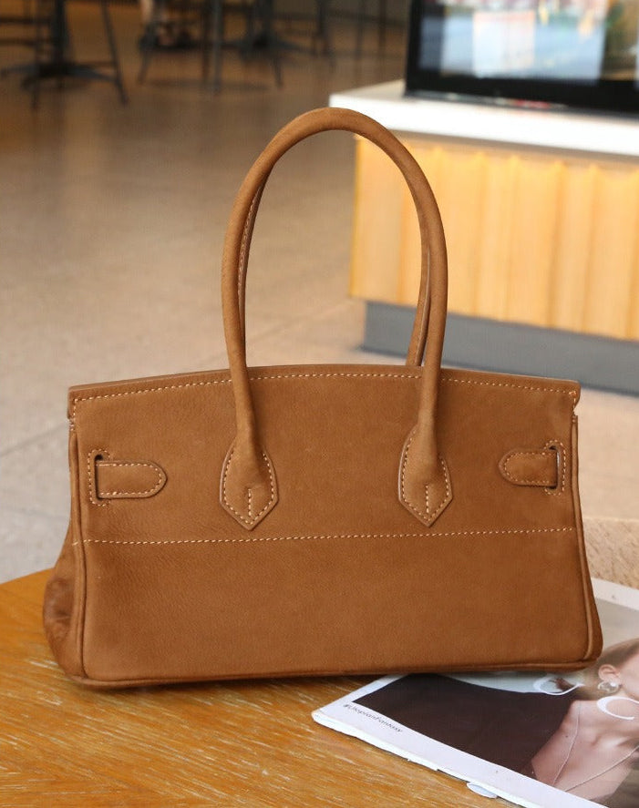 Suede Flap Top-Handle Bag