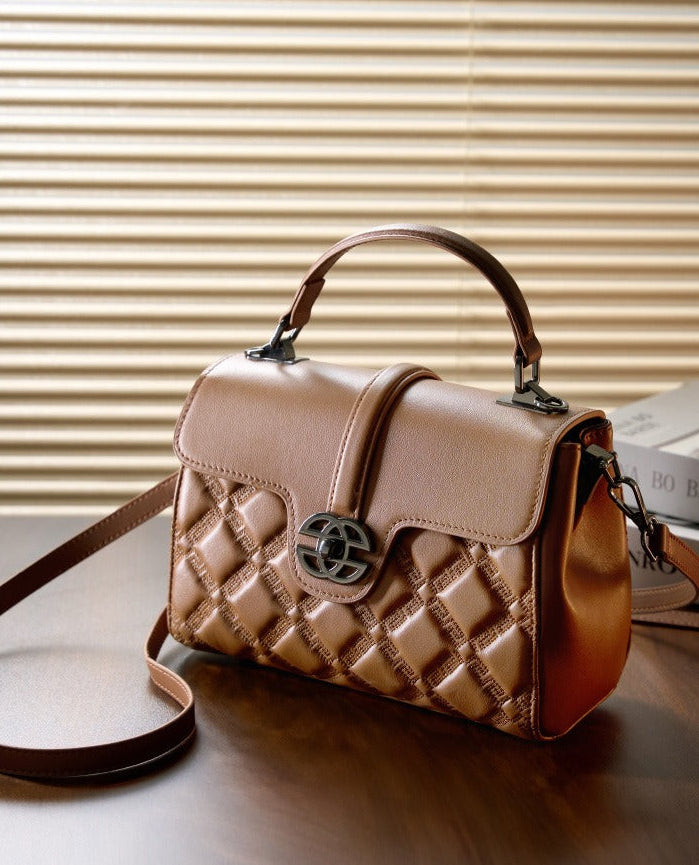 Classic Quilted Real Leather Handbag
