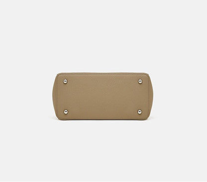 Textured Leather Twist Lock Handbag