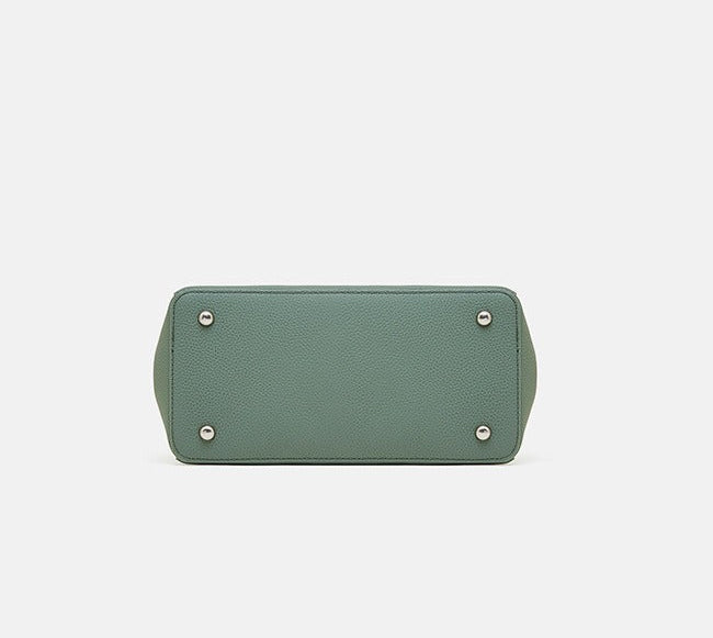 Textured Leather Twist Lock Handbag
