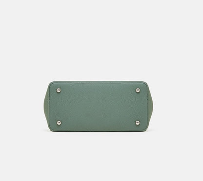 Textured Leather Twist Lock Handbag