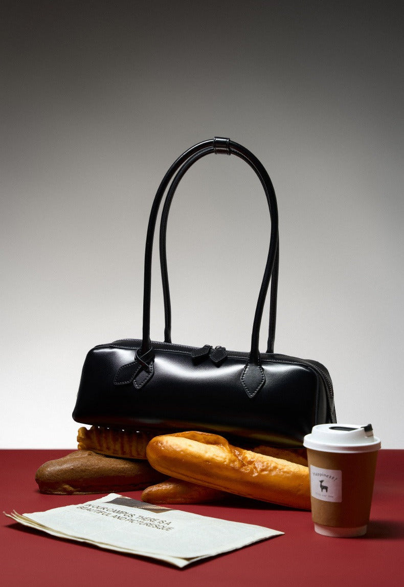 Genuine Leather East-West Shoulder Bag