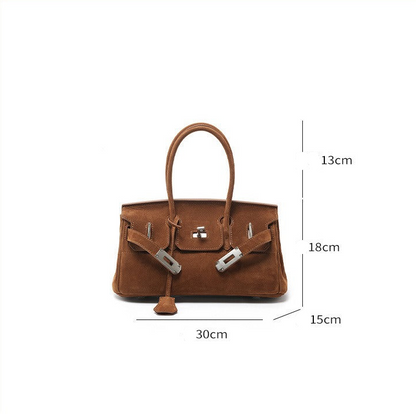 Suede Flap Top-Handle Bag