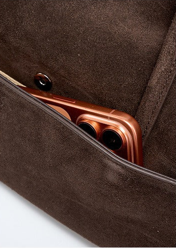 Large Suede Shoulder Boston Bag