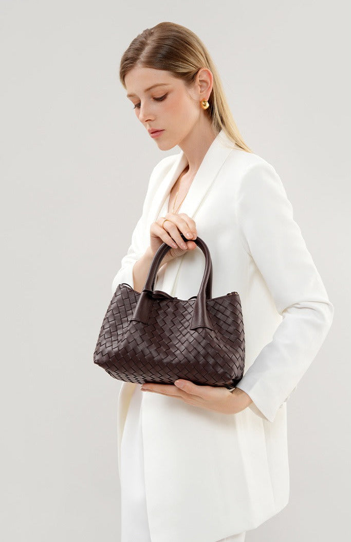 Aura Leather Woven Classic Tote Bag