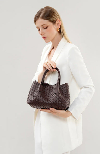 Aura Leather Woven Classic Tote Bag