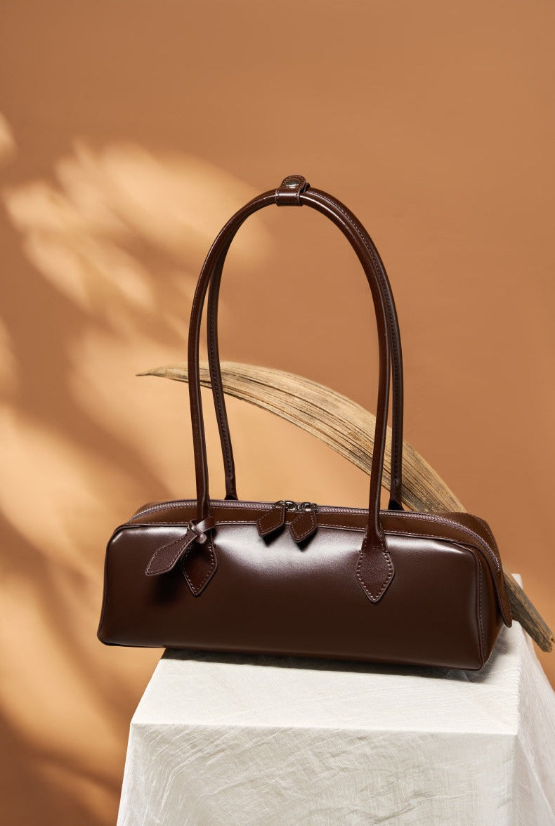 Genuine Leather East-West Shoulder Bag