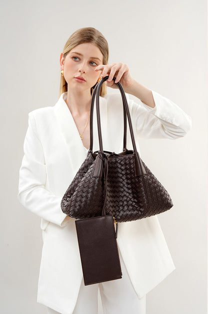 Aura Leather Woven Classic Tote Bag