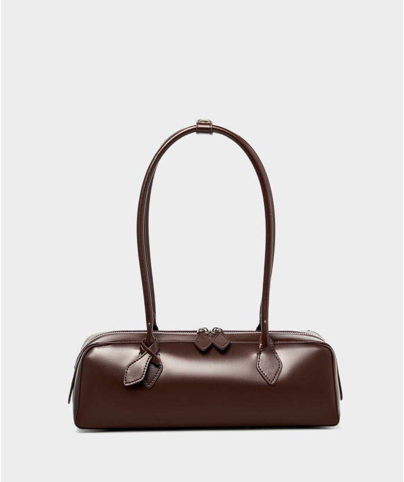 Genuine Leather East-West Shoulder Bag