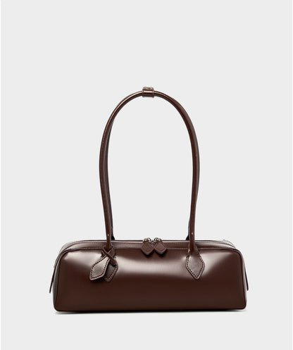 Genuine Leather East-West Shoulder Bag