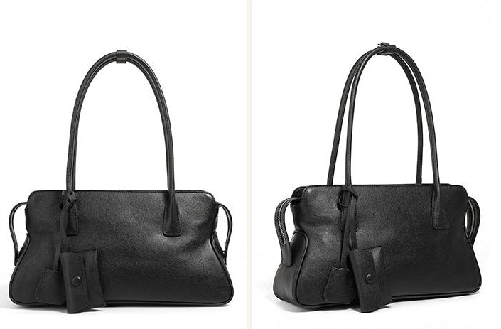 Leather Shoulder Tote With Charm