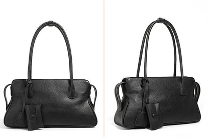 Leather Shoulder Tote With Charm