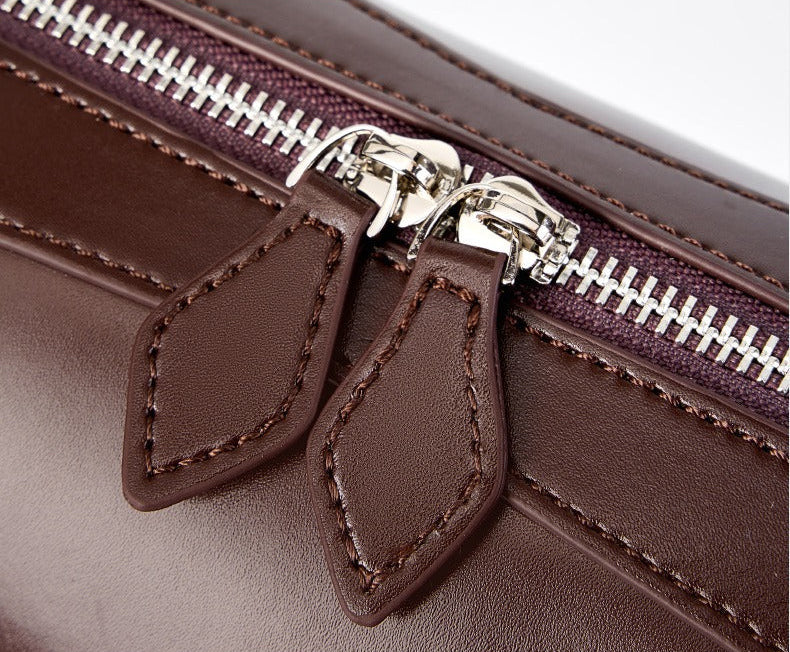 Genuine Leather East-West Shoulder Bag