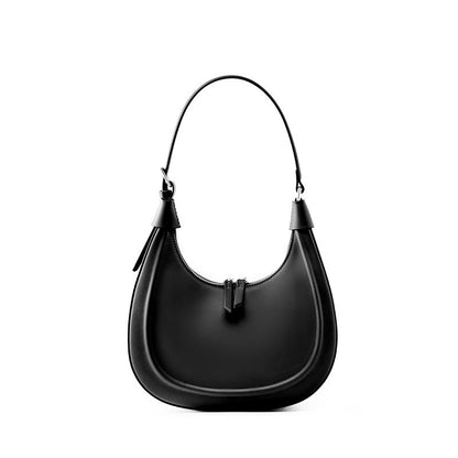 Minimalist Structured Leather Crescent Bag