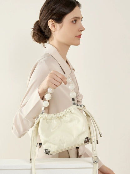 Chic Metallic Leather Drawstring Bag