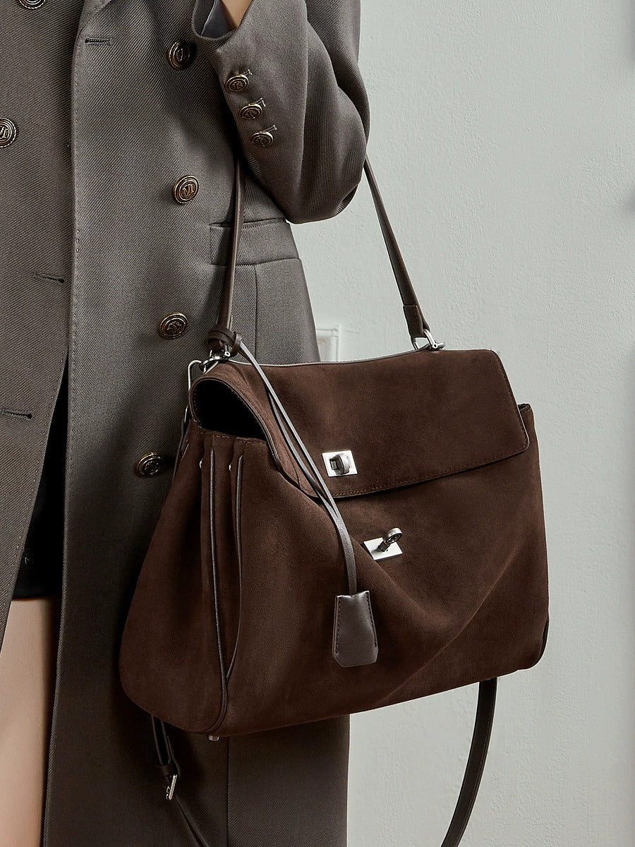 Suede Leather Shoulder Satchel Bag