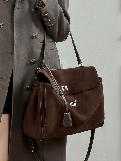 Suede Leather Shoulder Satchel Bag