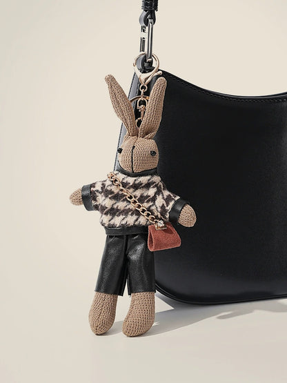 Houndstooth Bunny Plush Bag Charm