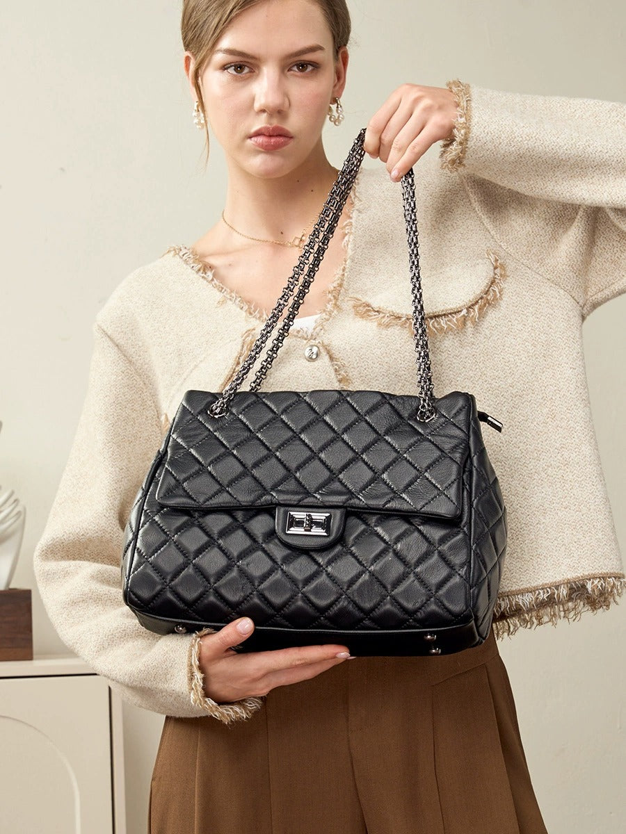 Quilted Leather Chain Shoulder Bag
