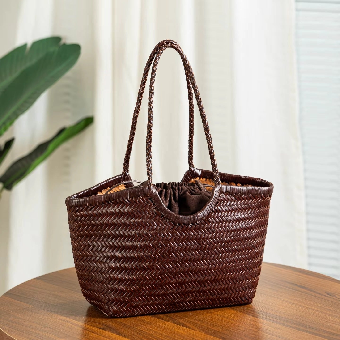 Genuine Leather Handwoven Luxury Beach Tote Bag