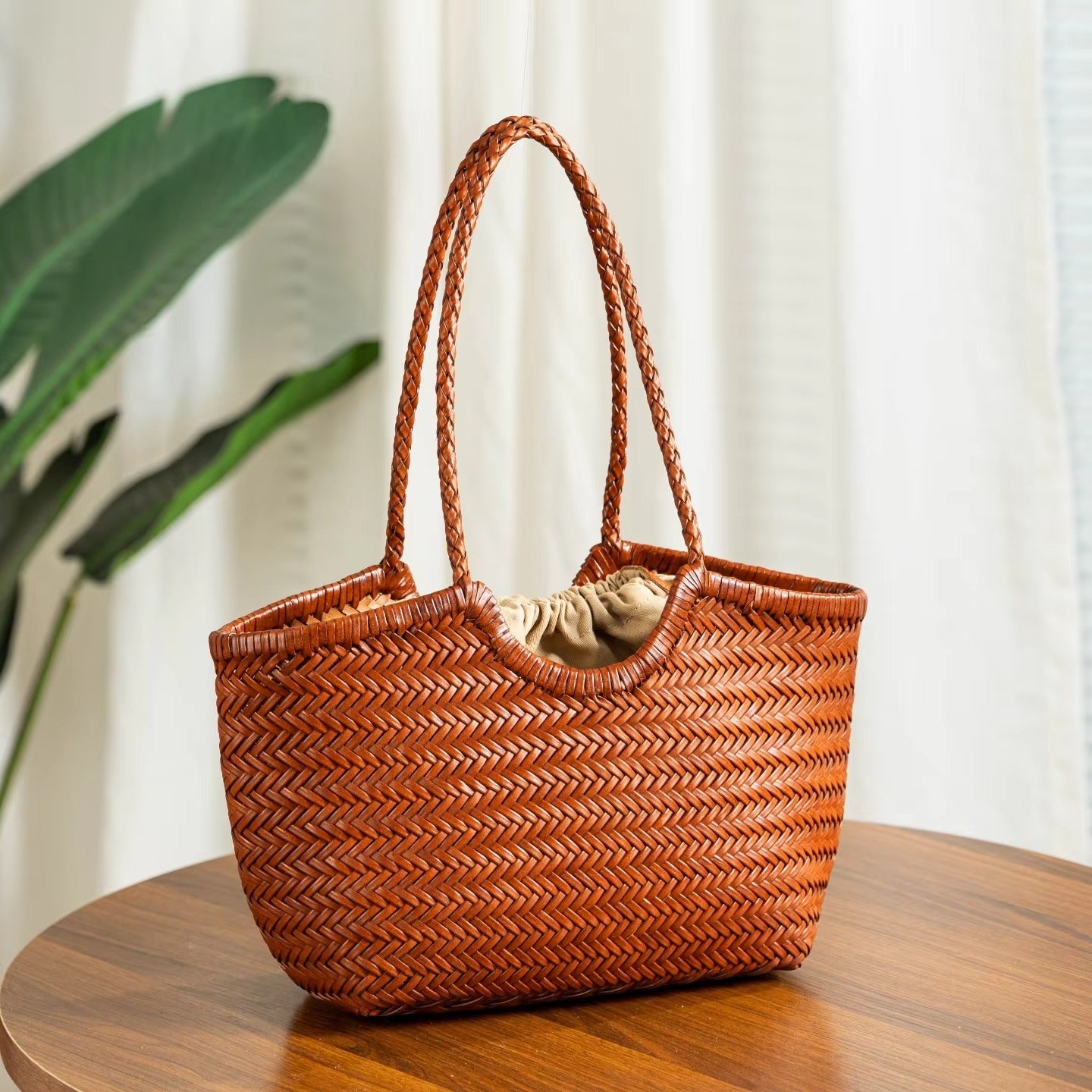 Genuine Leather Handwoven Luxury Beach Tote Bag