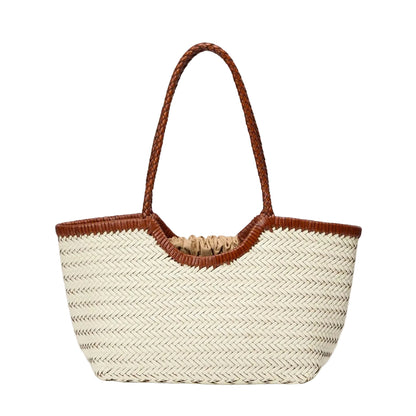 Genuine Leather Handwoven Luxury Beach Tote Bag