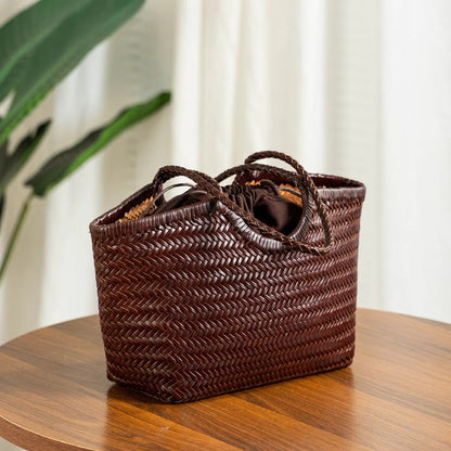 Genuine Leather Handwoven Luxury Beach Tote Bag
