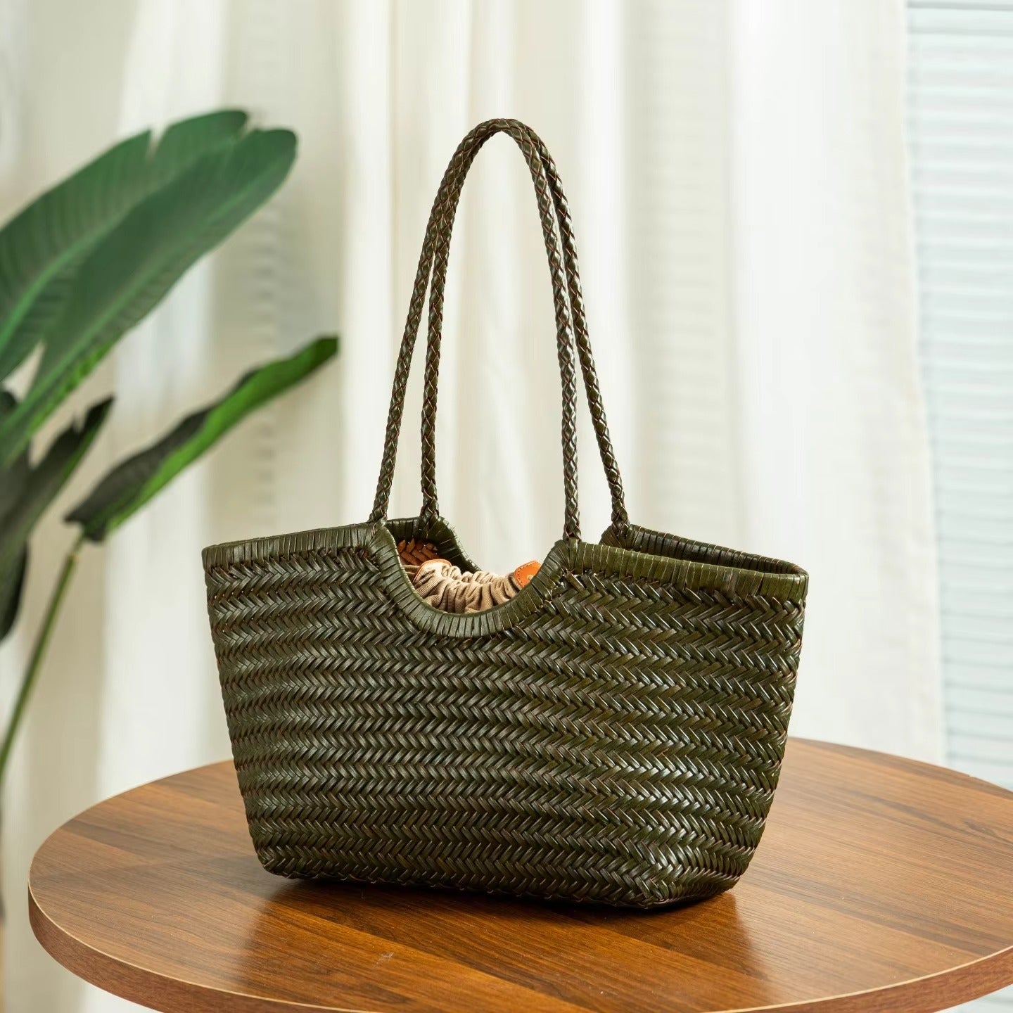 Genuine Leather Handwoven Luxury Beach Tote Bag