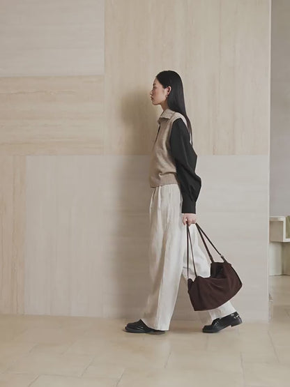 Minimalist Suede Leather Hobo Bag