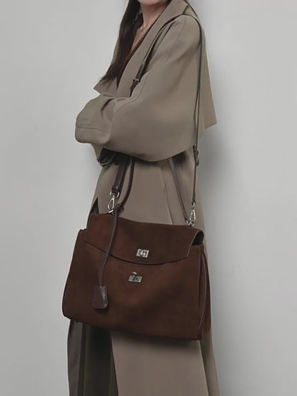 Suede Leather Shoulder Satchel Bag