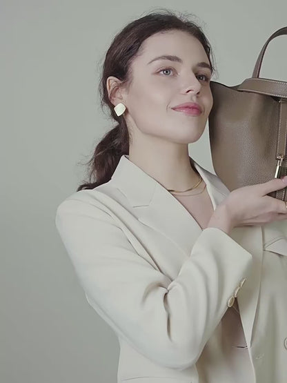 Genuine Leather Luxe Bucket Tote Bag