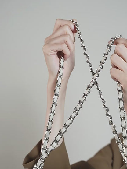 Floral Embroidered Leather Chain Bag