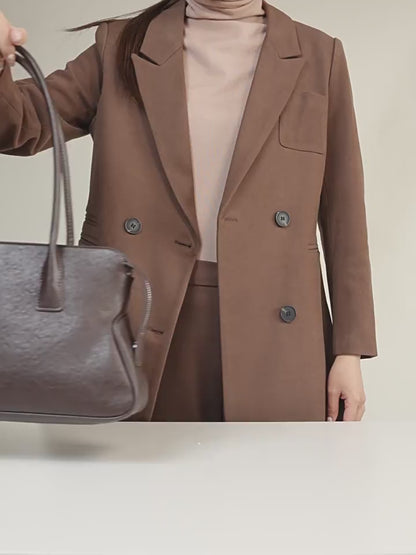 Leather Shoulder Tote With Charm