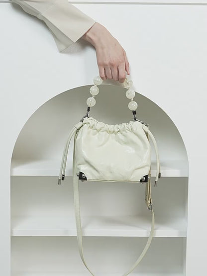 Chic Metallic Leather Drawstring Bag