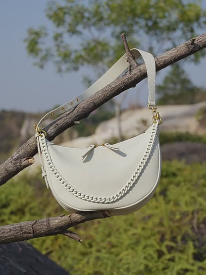 Elegant Pebbled Leather Crescent Bag